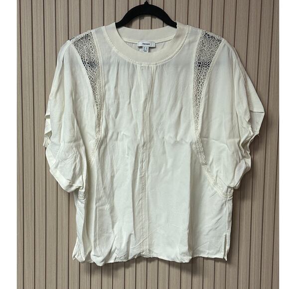 Reiss Harlowe Lace Inset Top Cream Size 10 - Picture 10 of 10